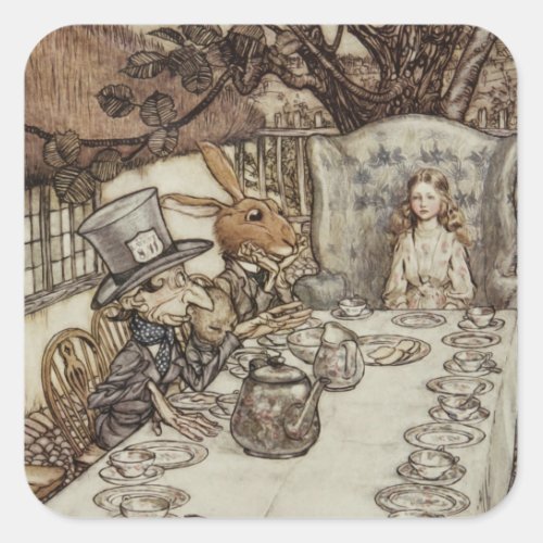 Alice Birthday Unbirthday Rabbit Hatter Party Square Sticker
