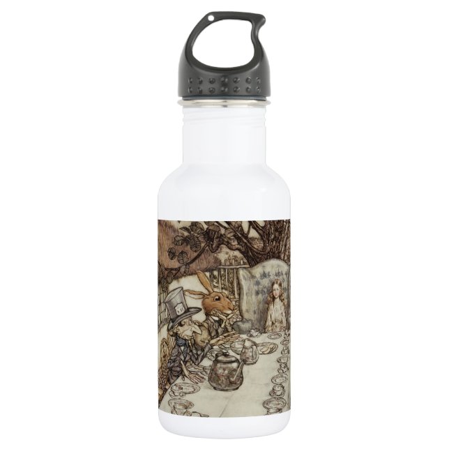 Alice Birthday Unbirthday Rabbit Hatter Party Stainless Steel Water Bottle (Front)