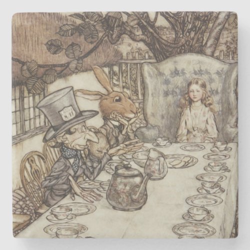 Alice Birthday Unbirthday Rabbit Hatter Party Stone Coaster