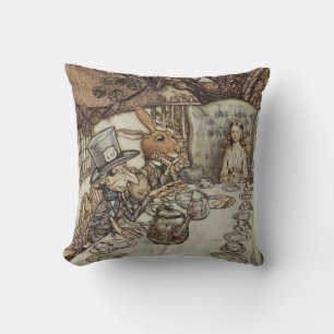 Alice Birthday Unbirthday Rabbit Hatter Party Throw Pillow