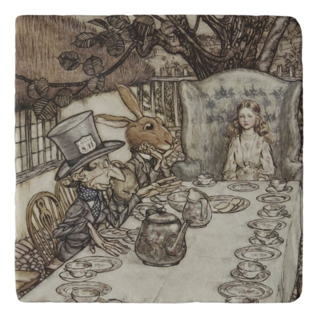 Alice Birthday Unbirthday Rabbit Hatter Party Trivet (Front)