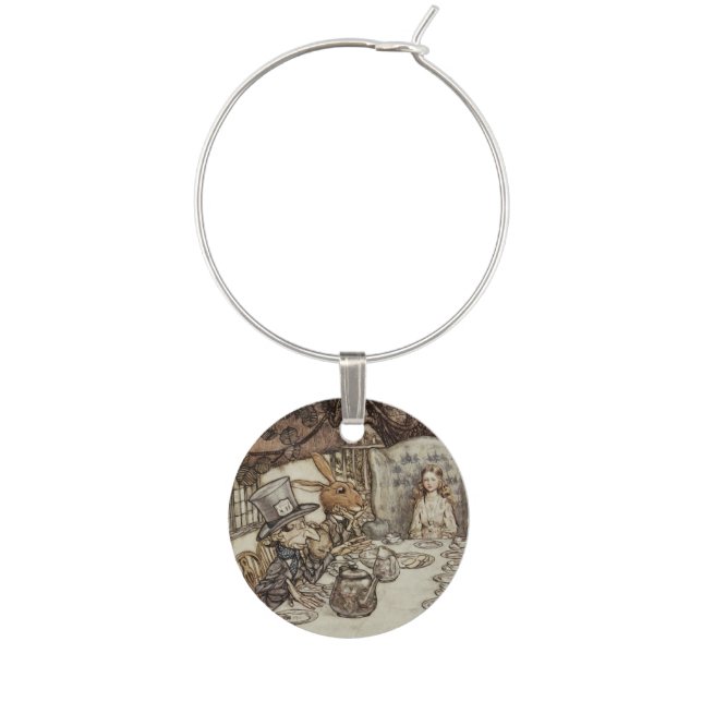 Alice Birthday Unbirthday Rabbit Hatter Party Wine Charm (Front)