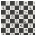 Alice Black and White on Checkerboard Fabric