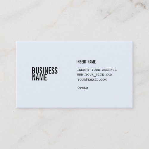 Alice Blue Format With Columns Condensed Fonts Business Card