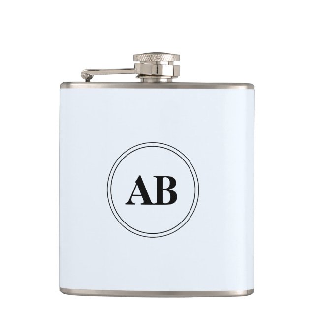 Alice blue solid color with monogram hip flask (Front)