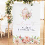 ALICE Blush Floral Birthday Tea Brunch Welcome Foam Board<br><div class="desc">This birthday welcome sign features spring watercolor florals and a cute tea set. This birthday tea welcome is perfect for your bridal breakfast or brunch.</div>