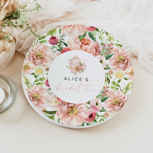 ALICE Blush Floral Bridal Shower Tea Party Brunch  Paper Plates