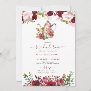 ALICE Blush Floral Bridal Tea Party Brunch Shower Invitation
