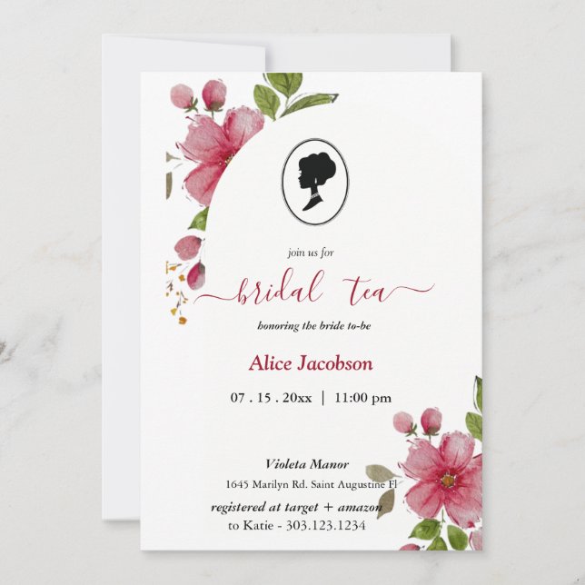 ALICE Blush Floral Bridal Tea Party Brunch Shower Invitation (Front)