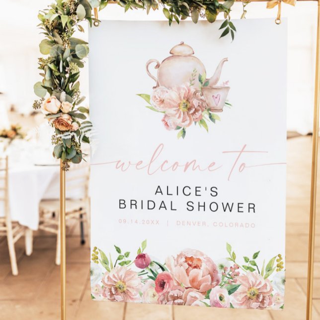 ALICE Blush Floral Bridal Tea Party Brunch Welcome Foam Board (Creator Uploaded)