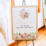 ALICE Blush Floral Bridal Tea Party Brunch Welcome Poster<br><div class="desc">This bridal shower welcome sign features spring watercolor florals and a cute tea set. This bridal tea welcome is perfect for your bridal breakfast or brunch.</div>