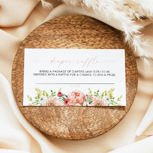 ALICE Blush Floral Spring Tea Party Diaper Raffle Place Card