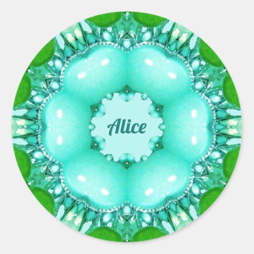 ALICE  Bright Abstract Fractal Pattern   Classic Classic Round Sticker