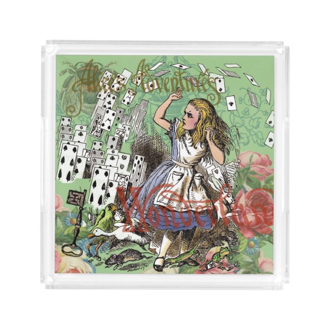 alice cards wonderland hatter rabbit  acrylic tray (Front)