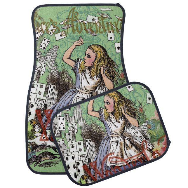alice cards wonderland hatter rabbit  car mat (Set)