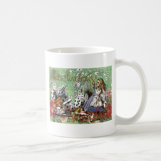 alice cards wonderland hatter rabbit  coffee mug (Right)