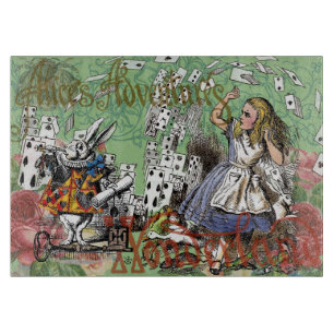 alice cards wonderland hatter rabbit cutting board
