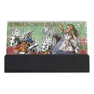 alice cards wonderland hatter rabbit  desk business card holder