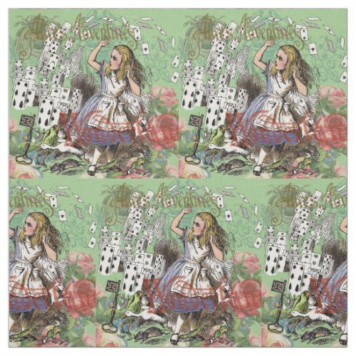 alice cards wonderland hatter rabbit  fabric