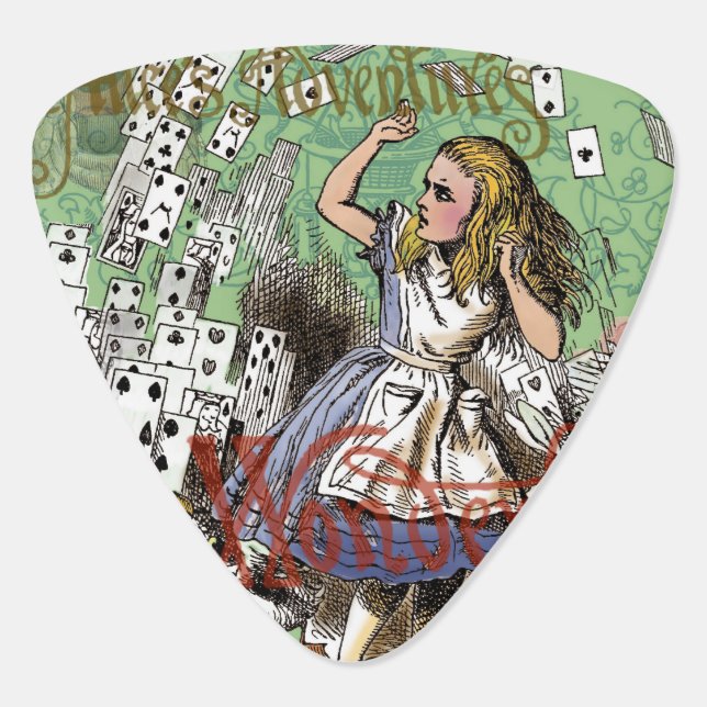alice cards wonderland hatter rabbit  guitar pick (Back)