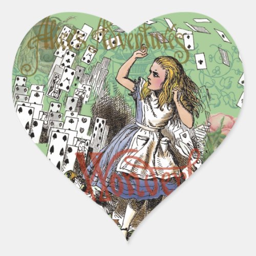 alice cards wonderland hatter rabbit  heart sticker