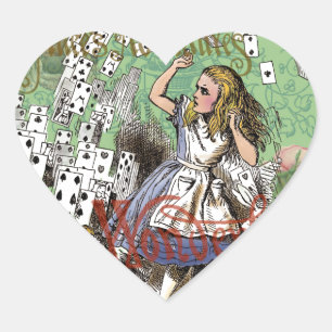 alice cards wonderland hatter rabbit  heart sticker