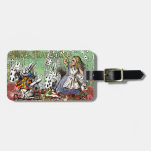alice cards wonderland hatter rabbit luggage tag