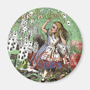 alice cards wonderland hatter rabbit magnet