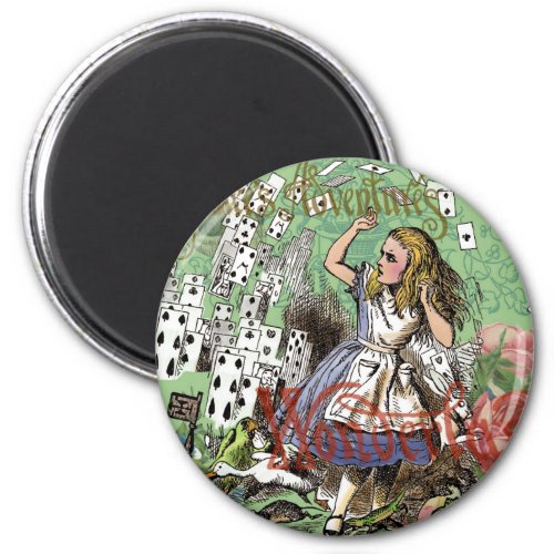 alice cards wonderland hatter rabbit  magnet