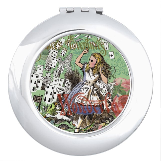 alice cards wonderland hatter rabbit  makeup mirror (Front)