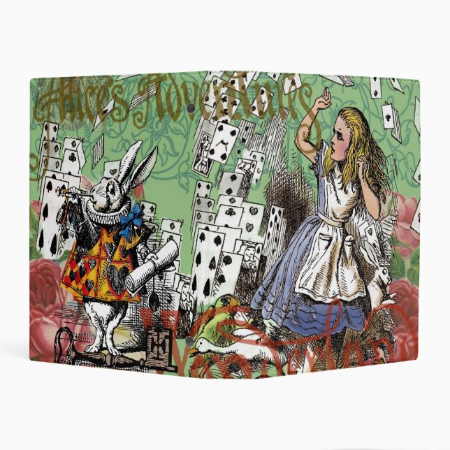 alice cards wonderland hatter rabbit  mini binder (Background)