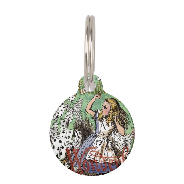 alice cards wonderland hatter rabbit  pet name tag (Front)