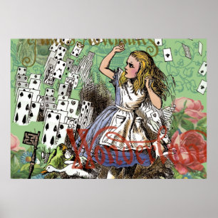 alice cards wonderland hatter rabbit poster