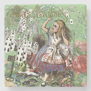 alice cards wonderland hatter rabbit  stone coaster