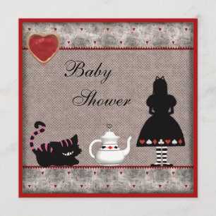 Alice & Cheshire Cat Baby Shower Tea Party Invites