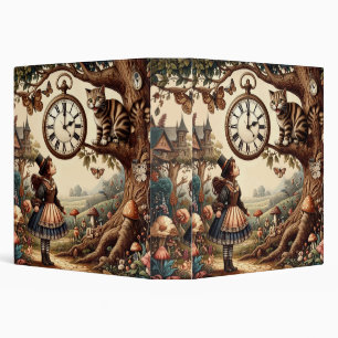 Alice & Cheshire Cat: Whimsical Wonderland Fantasy 3 Ring Binder
