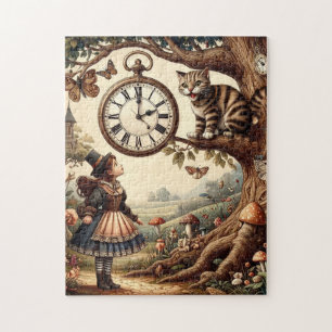 Alice & Cheshire Cat: Whimsical Wonderland Fantasy Jigsaw Puzzle