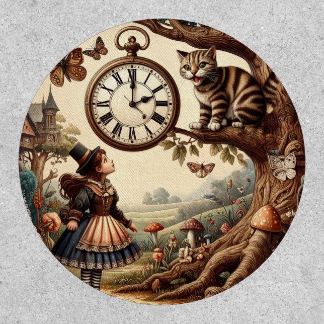 Alice & Cheshire Cat: Whimsical Wonderland Fantasy Patch (Front)