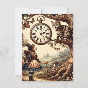 Alice & Cheshire Cat: Whimsical Wonderland Fantasy Postcard