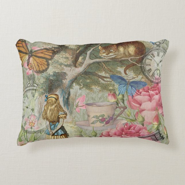 Alice Cheshire Cat Wonderland Tree Garden Accent Pillow (Front)