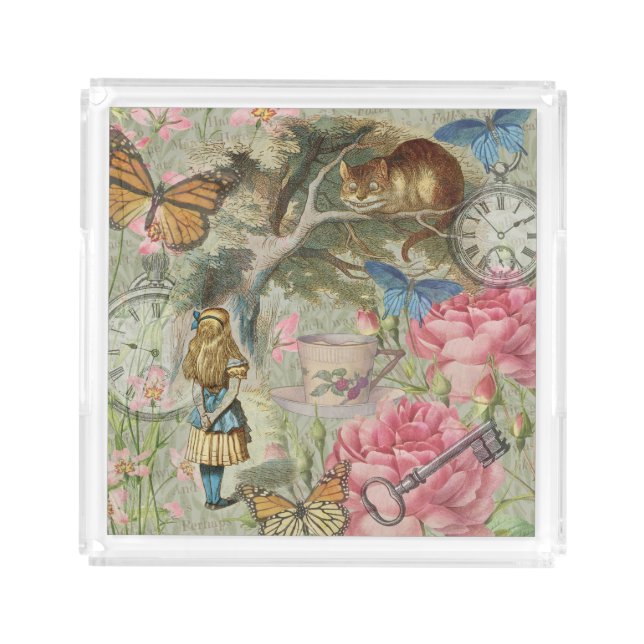 Alice Cheshire Cat Wonderland Tree Garden Acrylic Tray (Front)