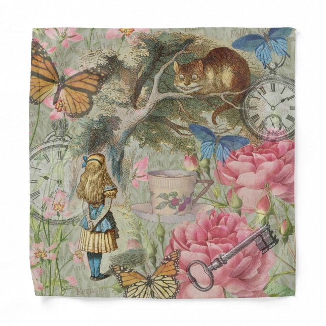 Alice Cheshire Cat Wonderland Tree Garden Bandana (Front)