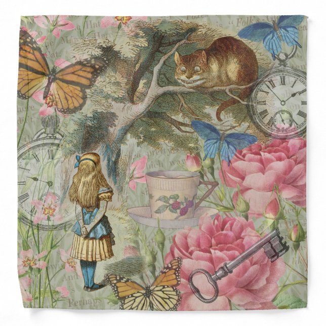 Alice Cheshire Cat Wonderland Tree Garden Bandana (Front)