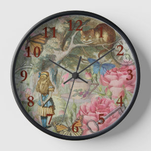 Alice Cheshire Cat Wonderland Tree Garden Clock