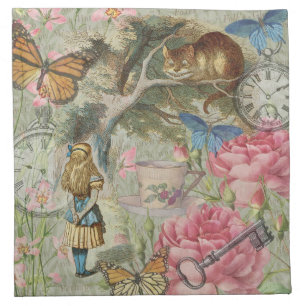 Alice Cheshire Cat Wonderland Tree Garden Cloth Napkin