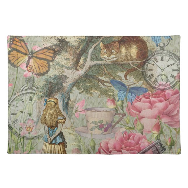 Alice Cheshire Cat Wonderland Tree Garden Cloth Placemat (Front)