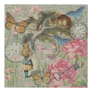 Alice Cheshire Cat Wonderland Tree Garden Faux Canvas Print