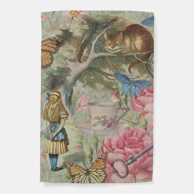 Alice Cheshire Cat Wonderland Tree Garden Garden Flag (Front)