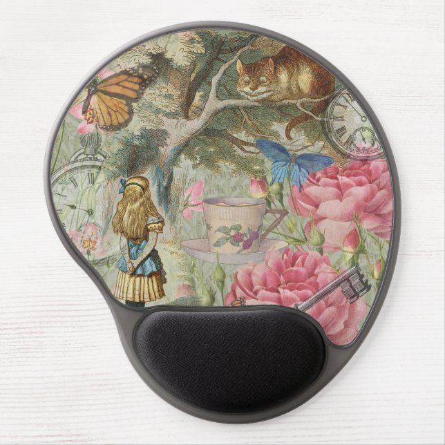 Alice Cheshire Cat Wonderland Tree Garden Gel Mouse Pad (Front)