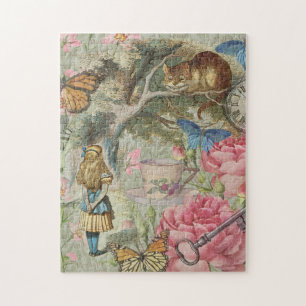Alice Cheshire Cat Wonderland Tree Garden Jigsaw Puzzle